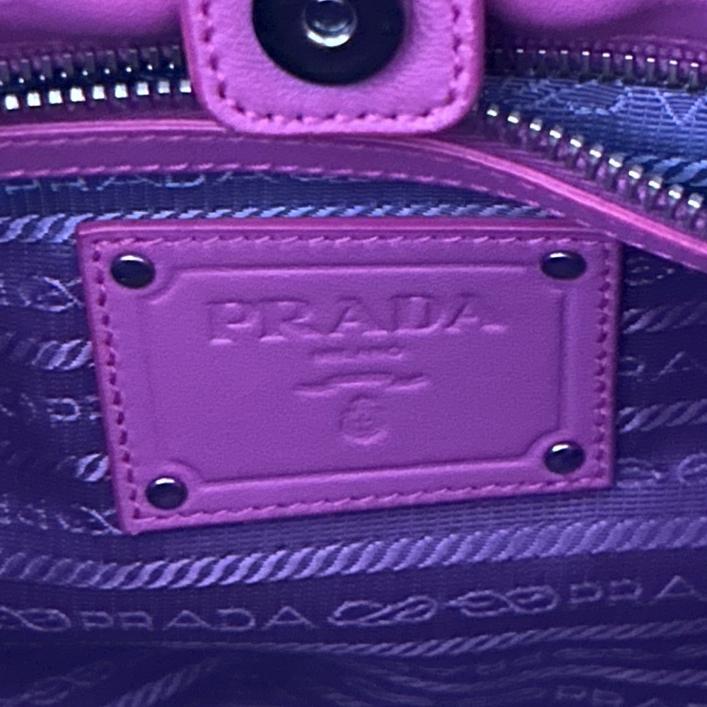 Prada Tessuto origami ruffled nylon tote hand bag pink Italy - Picture 6 of 16